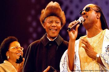 Stevie Wonder on stage performing